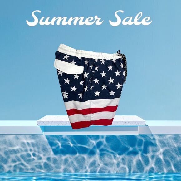 Hurley Swin Board Shorts M Red White And Blue Stars Stripes - Picture 3 of 16